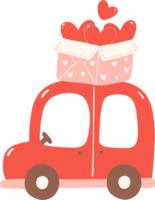 Cute Valentine car with heart delivery png