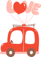 Cute Valentine car with balloons png