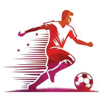 Football Player Running with Lines and Stars Vector Illustration