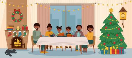 Family Christmas at the table vector