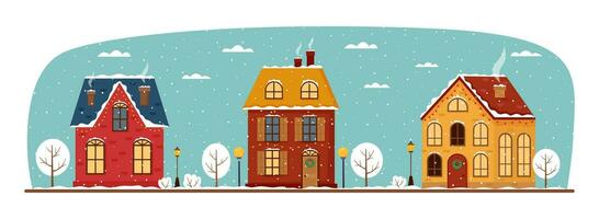 Winter house set vector