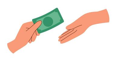 Hand giving paper money vector