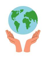 Planet in hands vector