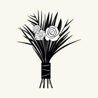 Vector monochrome bouquet. Hand drawn spring flowers in black. Flowers outline.