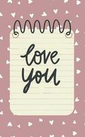 I Love You Poster Design - pastel color notebook page vector