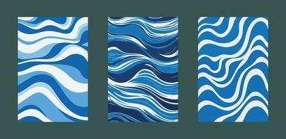 Blue Waves Line Abstract Pattern Set for Poster, Cover, Banner, Web, Promo, Card Decoration vector