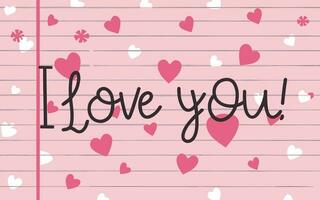 I Love You Poster Design - pastel colors, cute hearts vector