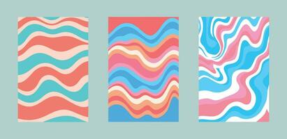 Trippy Waves Line Abstract Pattern Set for Poster, Cover, Banner, Web, Promo, Card Decoration vector