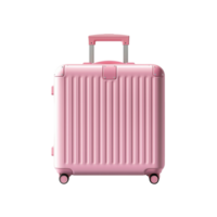 ai généré une élégant rose valise avec pratique roues sur transparent Contexte établi avec génératif ai La technologie png