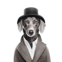 AI generated Fashion dog portrait isolated on transparent background, created with generative AI png