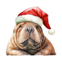 AI generated Walrus Wearing Santa Hat For Christmas Event. Watercolor Style. AI Generated png