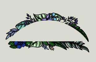 frame the border with an arrangement of leaves and flowers vector