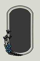 border frame with an arrangement of leaves and flowers vector