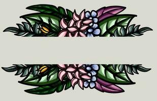 frame the border with an arrangement of leaves and flowers vector