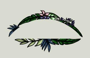 frame the border with an arrangement of leaves and flowers vector