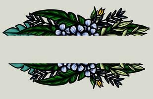 frame the border with an arrangement of leaves and flowers vector