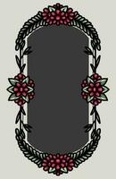 border frame with an arrangement of leaves and flowers vector