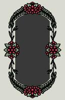 border frame with an arrangement of leaves and flowers vector