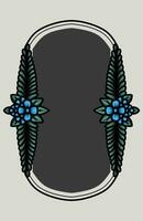 border frame with an arrangement of leaves and flowers vector