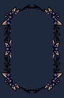 border frame with an arrangement of leaves and flowers vector