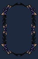 border frame with an arrangement of leaves and flowers vector