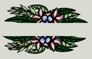 frame the border with an arrangement of leaves and flowers vector