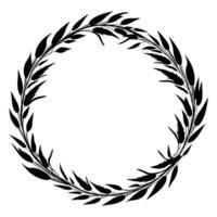 Circular laurel foliate vector silhouettes, Laurel wreath clipart bundle, Vintage branching wreaths.