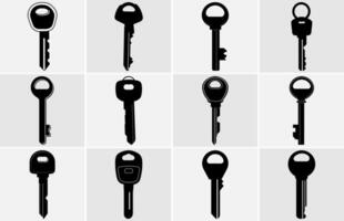 Car key Silhouette isolated on white background. Car Key Icon Symbol Sign Vector. vector