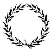 Circular laurel foliate vector silhouettes, Laurel wreath clipart bundle, Vintage branching wreaths.