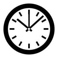 Clock Icon Flat Illustration Vector Silhouette on White Background, Vector analog clock icon.