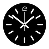 Clock Icon Flat Illustration Vector Silhouette on White Background, Vector analog clock icon.