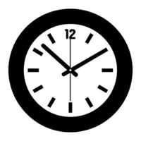 Clock Icon Flat Illustration Vector Silhouette on White Background, Vector analog clock icon.