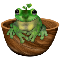 a frog perched on a cup png