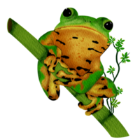 Yellow-green tree frog with black spots png