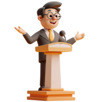 AI generated A man making a speech on a pulpit, 3d design. Suitable for business and politics png