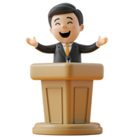 AI generated A man making a speech on a pulpit, 3d design. Suitable for business and politics png