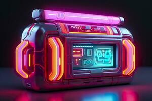 AI generated Modern and Futuristic Neon Digital Gaming Chest in Cartoon Pixar 3D Blender Style. AI Generative photo