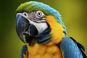 AI generated Blue and yellow macaw parrot. AI Generated photo