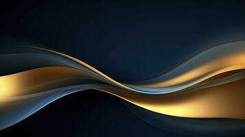 AI generated Gold and navy blue waves abstract. AI Generated. photo