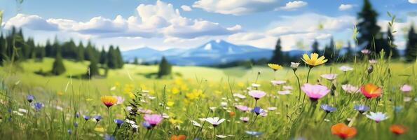 AI generated Idyllic Meadow on summer. AI Generated photo