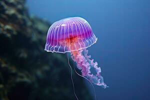 AI generated Mauve stinger purple jellyfish. AI Generated. photo