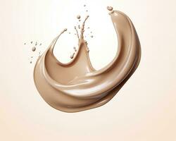 AI generated Liquid foundation splash element, fluid cosmetic cream 3d rendering. AI Generated photo