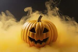 AI generated Halloween pumpkin with steam. AI Generated photo