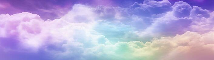 AI generated Rainbow sky with fluffy clouds. Multicolored toned sky. AI Generated. photo