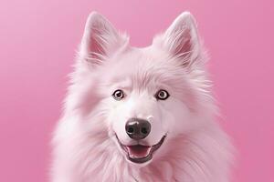 AI generated Pink colored dog on Pink Background. AI Generated photo
