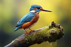 AI generated Kingfisher sitting on the tree branch. AI Generated photo