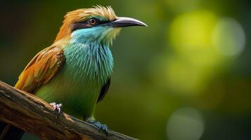 AI generated Turquoise Browed Motmot in vibrant colors. Generative AI photo