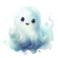 AI generated The watercolor cute ghost on white background. AI Generated photo