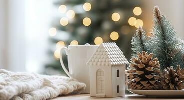 AI generated A cozy concept of festive home decoration for Christmas. AI Generated photo