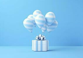 AI generated Balloons with gift box. AI Generated photo